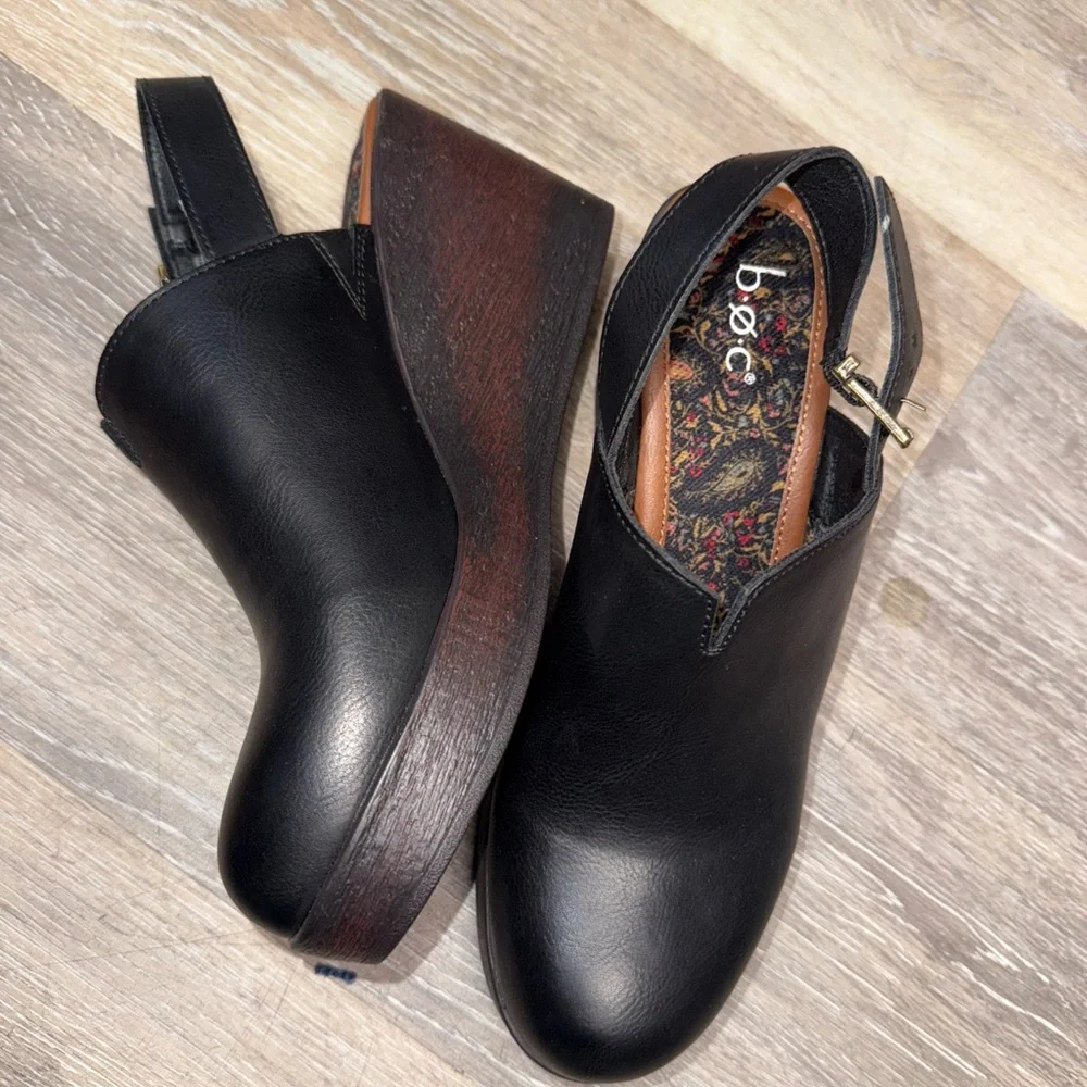 Born ankle strap wedge closed toe brown/black size 9M ankle strap womens leather - Picture 13 of 13